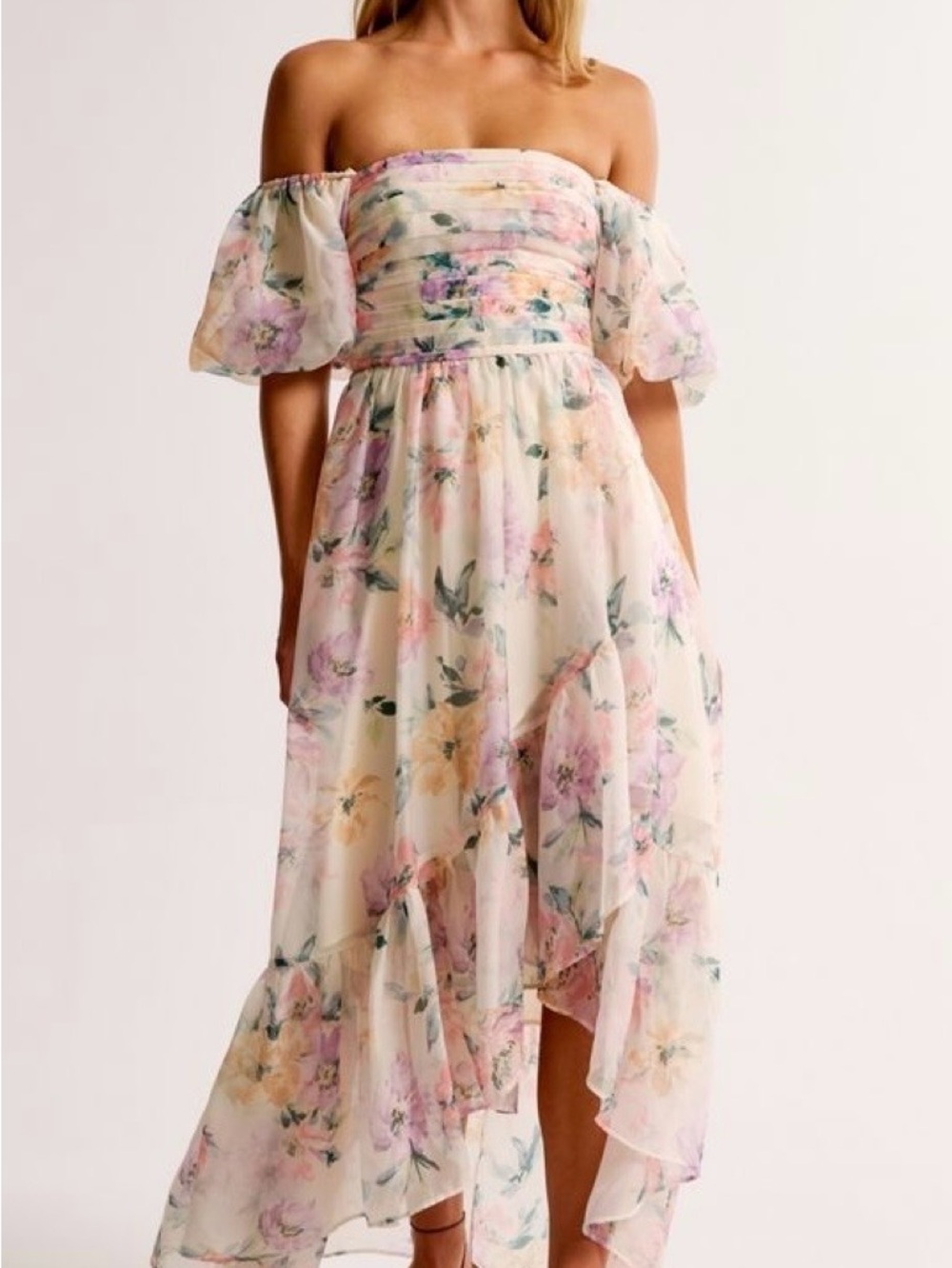 Abercrombie Emerson Floral Off Shoulder High Low Dress XSP